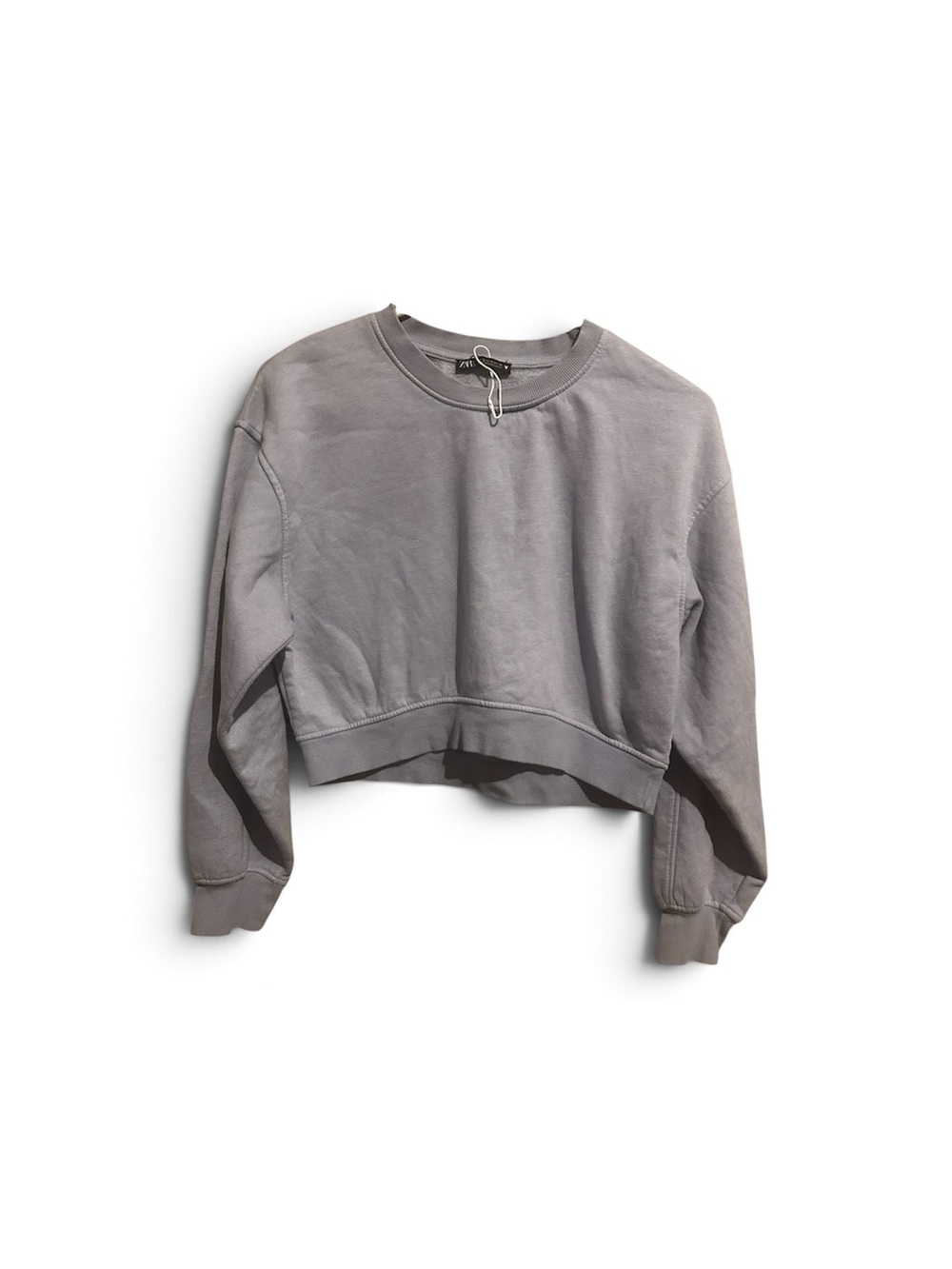 Zara Cropped Crewneck Sweatshirt - Light Gray